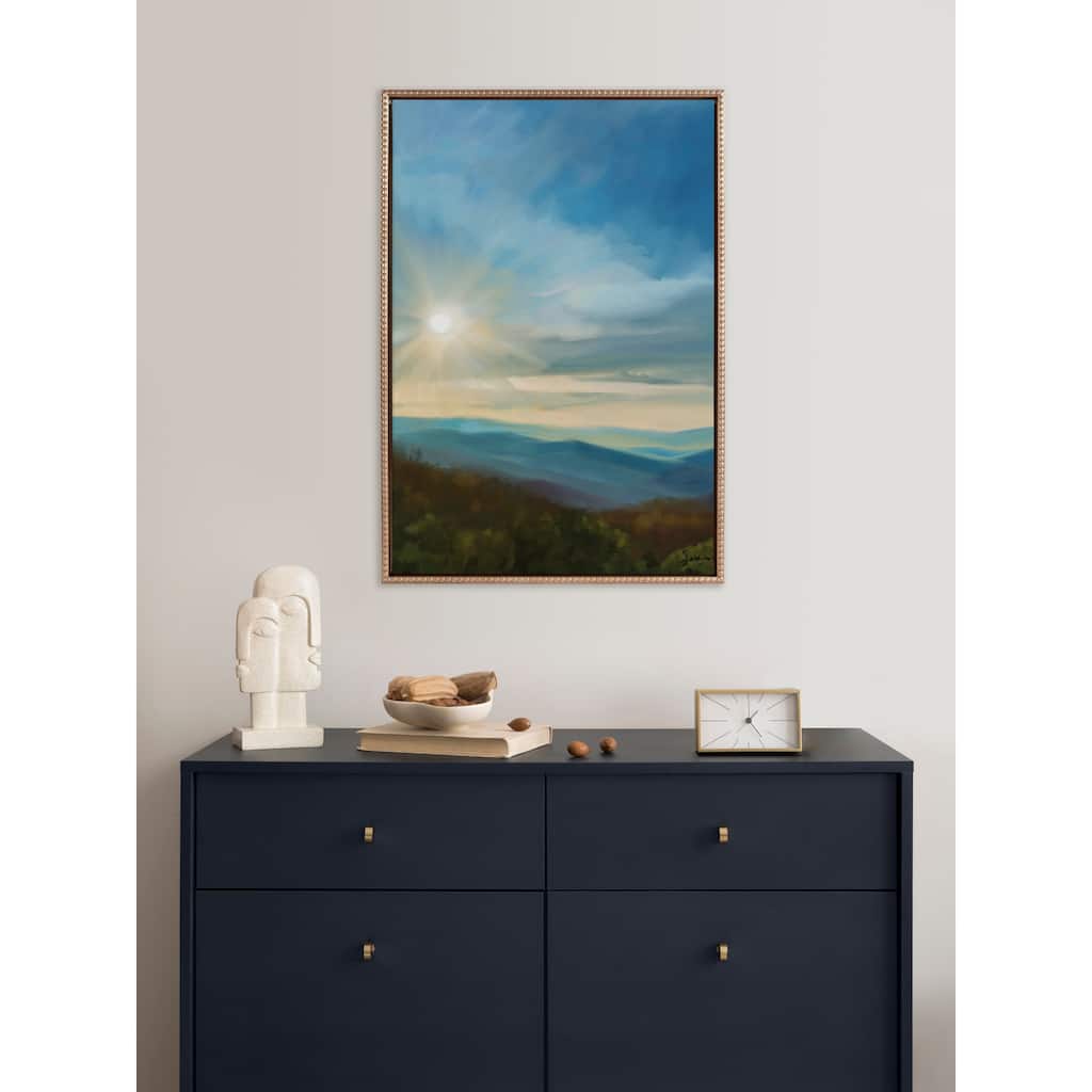 Kate and Laurel Sylvie Beaded Blue Ridge Sun Canvas by Mary Sparrow