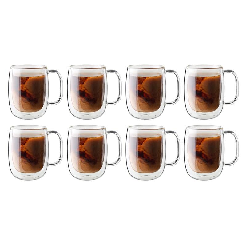 ZWILLING Sorrento Plus 8-pc Double-Wall Glass Coffee Mug Set - Clear - Clear - 8-pc
