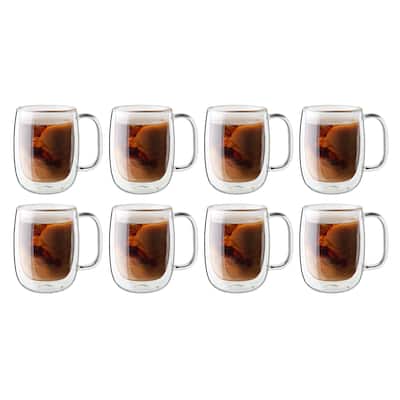 ZWILLING Sorrento Plus 8-pc Double-Wall Glass Coffee Mug Set - Clear