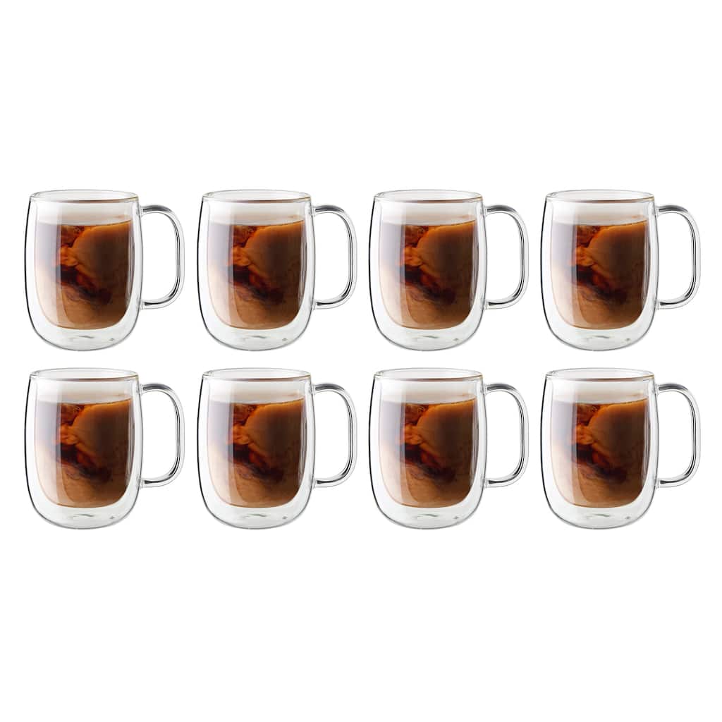 ZWILLING Sorrento Plus 8-pc Double-Wall Glass Coffee Mug Set - Clear