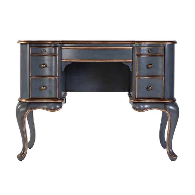 Charlotte 40 in. W Rectangular Wood Vanity/Valet Desk with Storage Drawers and Mirror