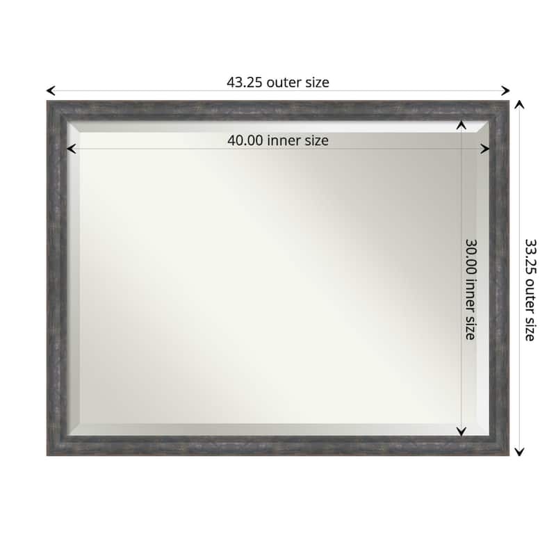 Angled Beveled Wood Framed Bathroom Vanity Wall Mirror - Glass Size 40x30 - Angled Metallic Rainbow
