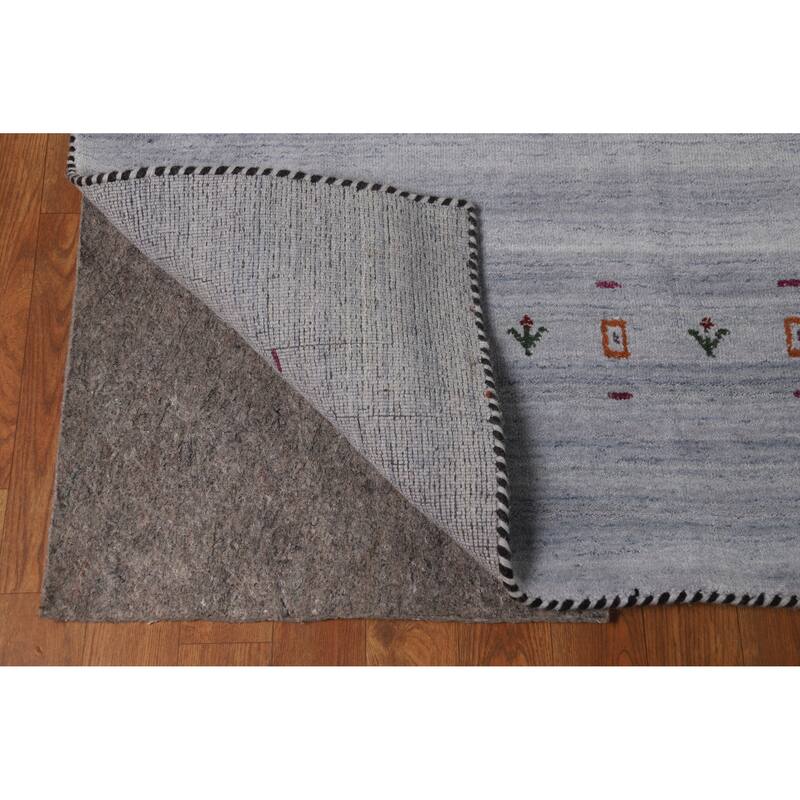 Hand Knotted Oriental 100% Wool Carpet Tribal Animal Pictorial Greys & Charcoal Gabbeh Area Rug - 9' 9'' X 8' 2''