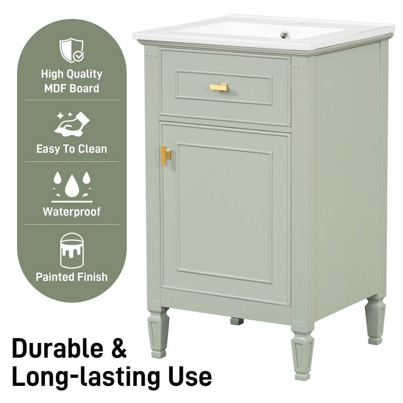 20"Freestanding Bathroom Vanity with Ceramic Sink