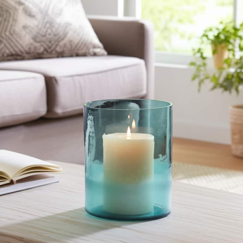 Decorative Glass Pillar Candle Holder With Modern Cylindrical Design