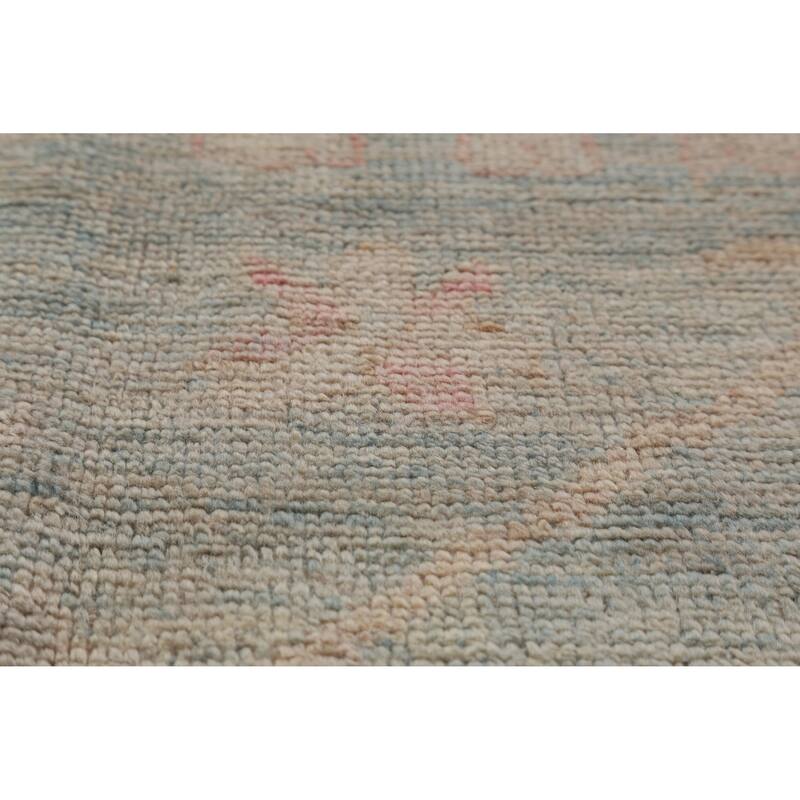 Hand Knotted Oriental 100% Wool Carpet Transitional All-Over Navy Blue & Blues Oushak Area Rug - 13' 7'' X 9' 10''