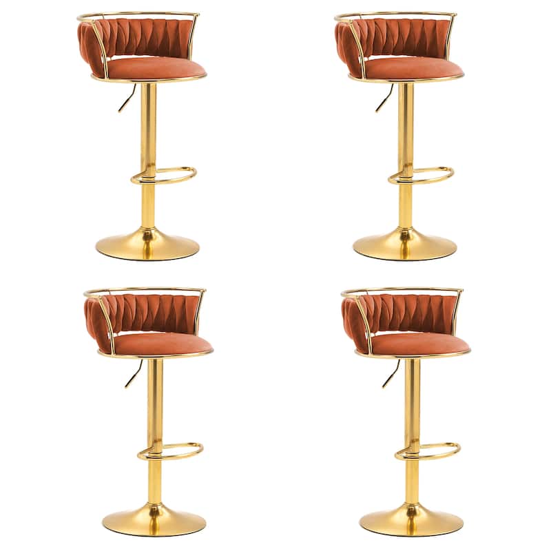 Modern Velvet 26" Adjustable Swivel Bar Stools (Set of 4)