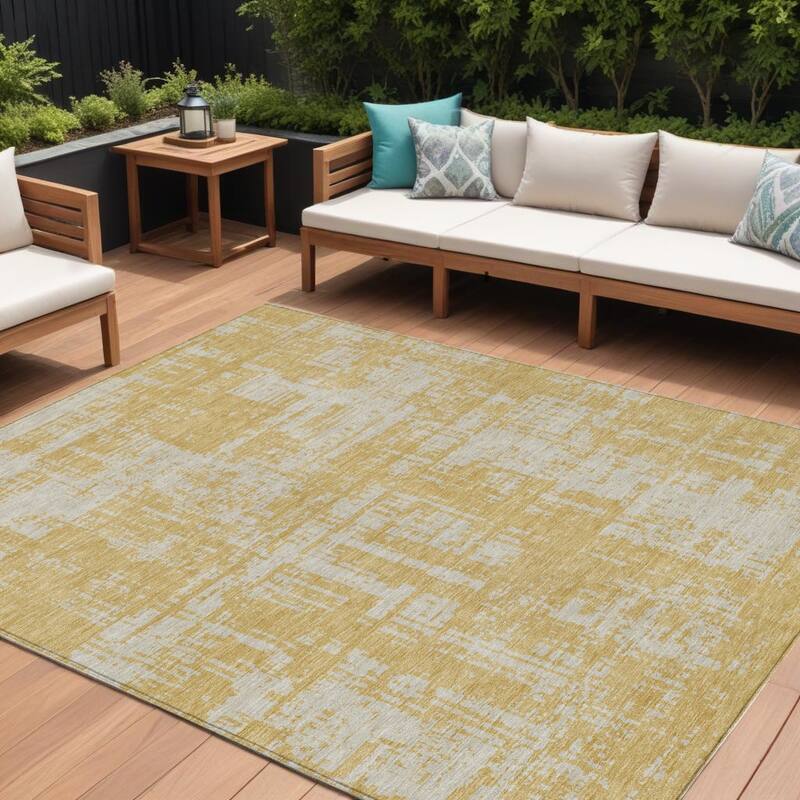 HomeRoots Abstract Transitional Rectangle Outdoor Rug - 9' X 12'