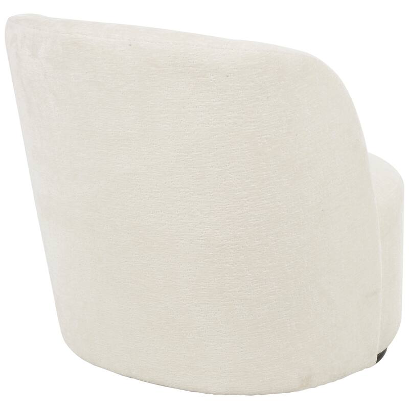 White Polyester Round Swivel Boucle Living Room Accent Chair with Black Base