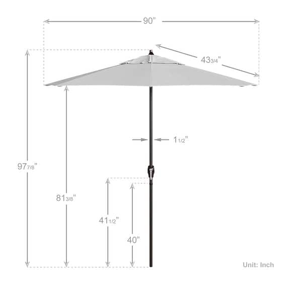 dimension image slide 15 of 20, North Bend7.5 Foot Crank Lift Auto Tilt Patio Umbrella Outdoor Rated Acrylic Fabric by Havenside Home