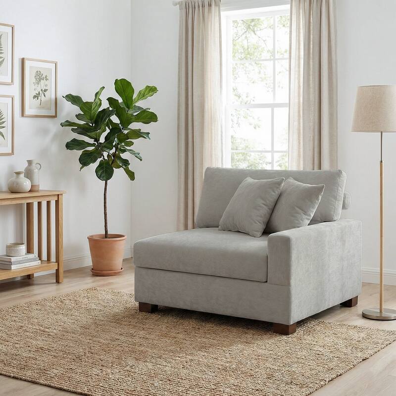 Chenille Upholstered Armless Accent Chair With Plush Cushion