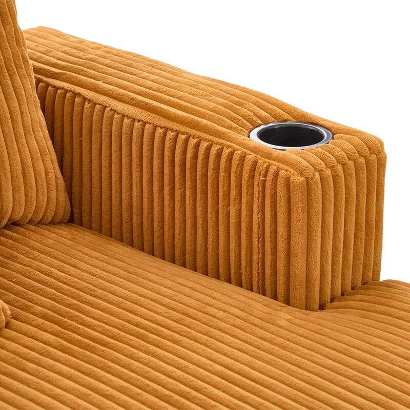 GDFStudio - Corduroy Recliner Sofa with USB Charging, RGB LED Light Strip - Suitable for Living Room and Bedroom