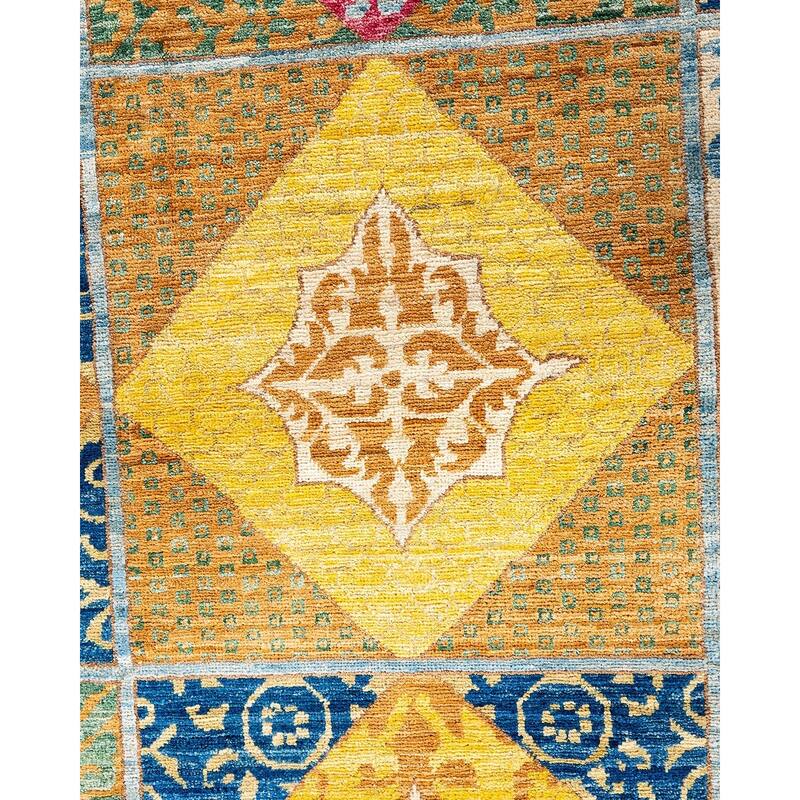 Eclectic One-of-a-Kind Hand-Knotted Area Rug - Multicolor, 8' 1" x 8' 2" - 8' 1" x 8' 2"