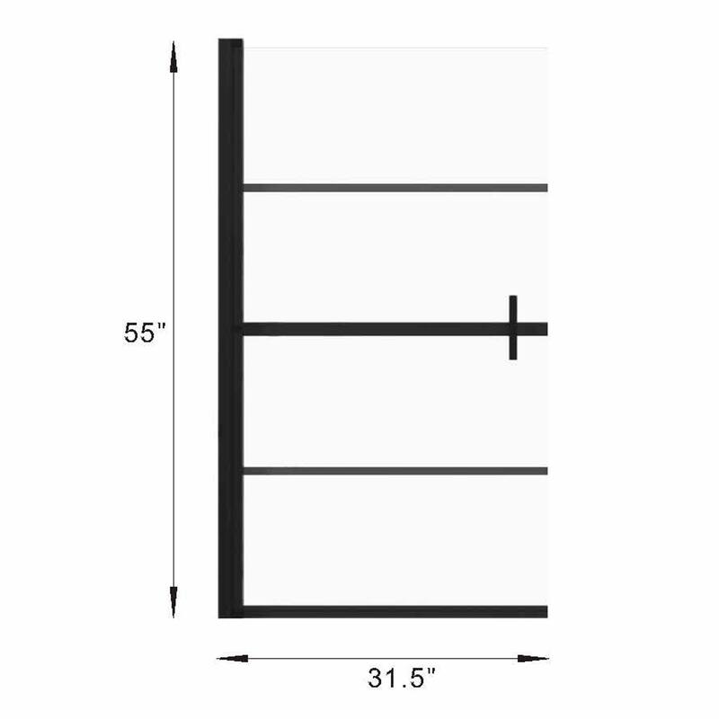 31.5 in. W x 55 in. H Semi-Frameless Pivot Tub Door in Black