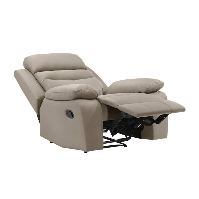 Hanna Manual Reclining Chair, Latte Brown Top Grain Leather Cushions
