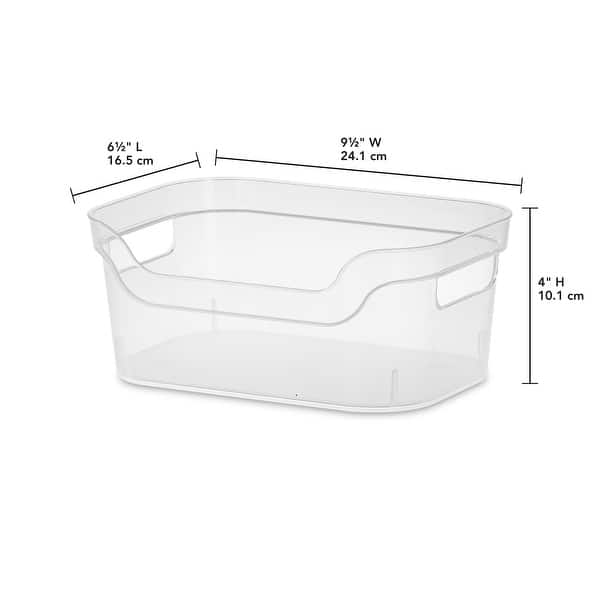 Sterilite 9.5 x 6.5 x 4 Inch Clear Open Storage Bin with Carry Handles