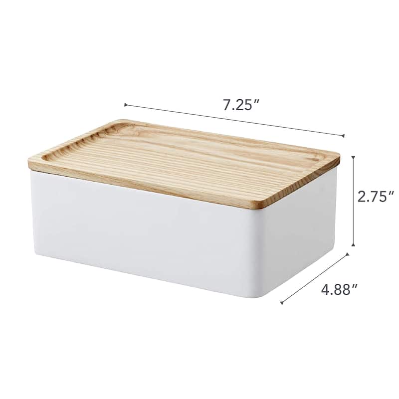Yamazaki Home Accessory Box, Polystone, Lid - L 4.92 x W 7.28 x H 2.76 inches