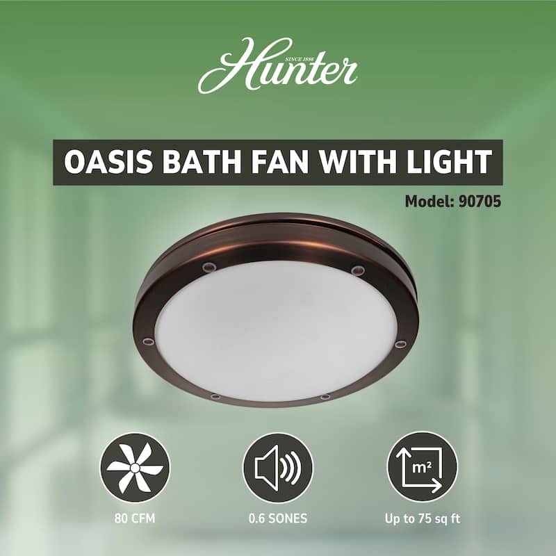 Hunter Bath Fan - Oasis Bath Ventilator With Light and Night Light
