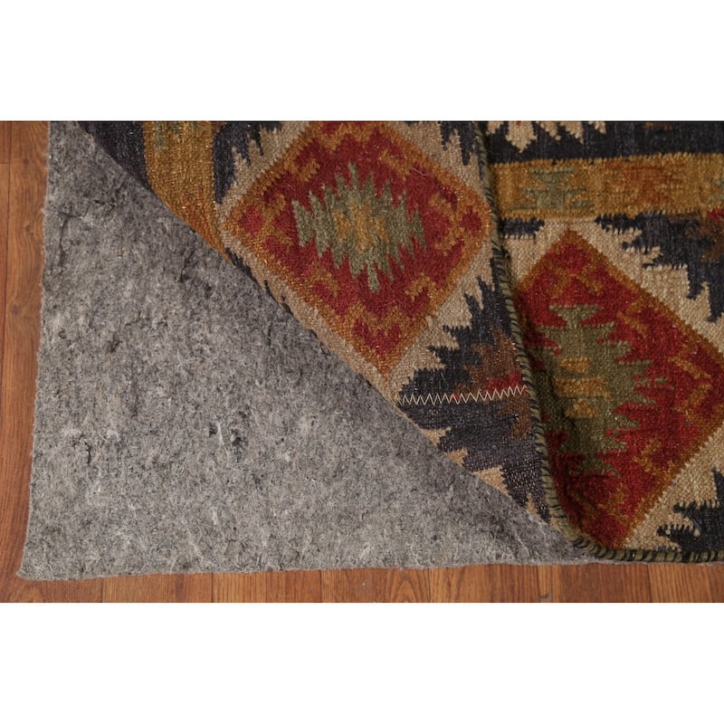 Kilim Area Rug Flatweave Oriental Blue Wool Carpet - 7'11"x 9'9"