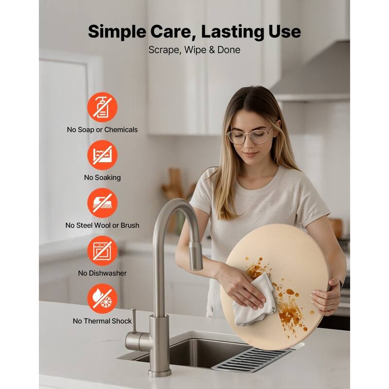 Beige Cordierite 15 Inch Round Pizza Stone with Heat-Resistant 1450 F and Accessories - 15 x 15 x 0.67 in