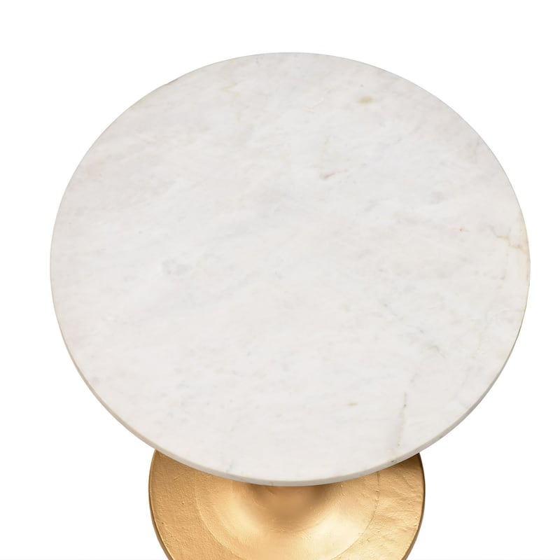 Marble Top Accent Table - 24" - White and Antique Gold