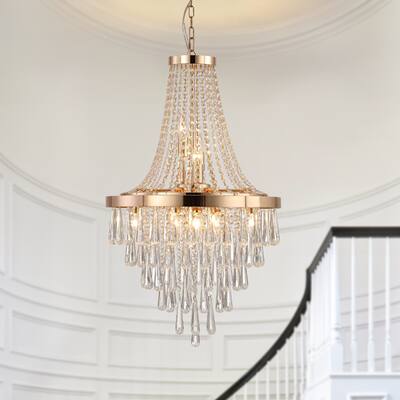 Gold Crystal Chandeliers, Large Luxury Ceiling Lighting for Living Room Dining Room Bedroom Hallway (Bulbs Not Included)