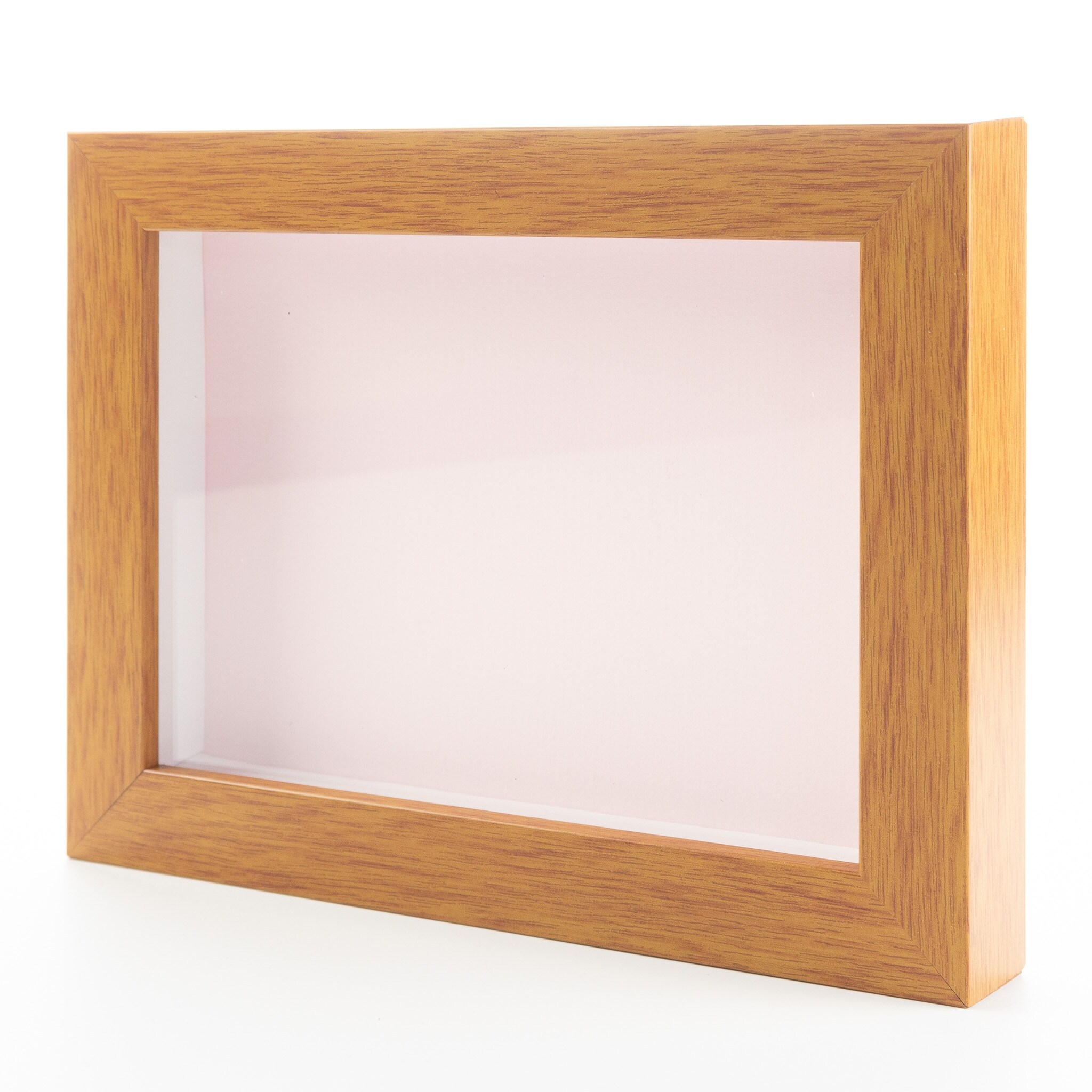 CustomPictureFrames.com 8x8 Shadow Box Frame Light Real Wood with a Pink  Acid-Free Backing