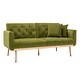 preview thumbnail 55 of 83, Velvet Futon Sofa Bed with 5 Golden Metal Legs, Sleeper Sofa Couch with Two Pillows, Convertible Loveseat for Living Room
