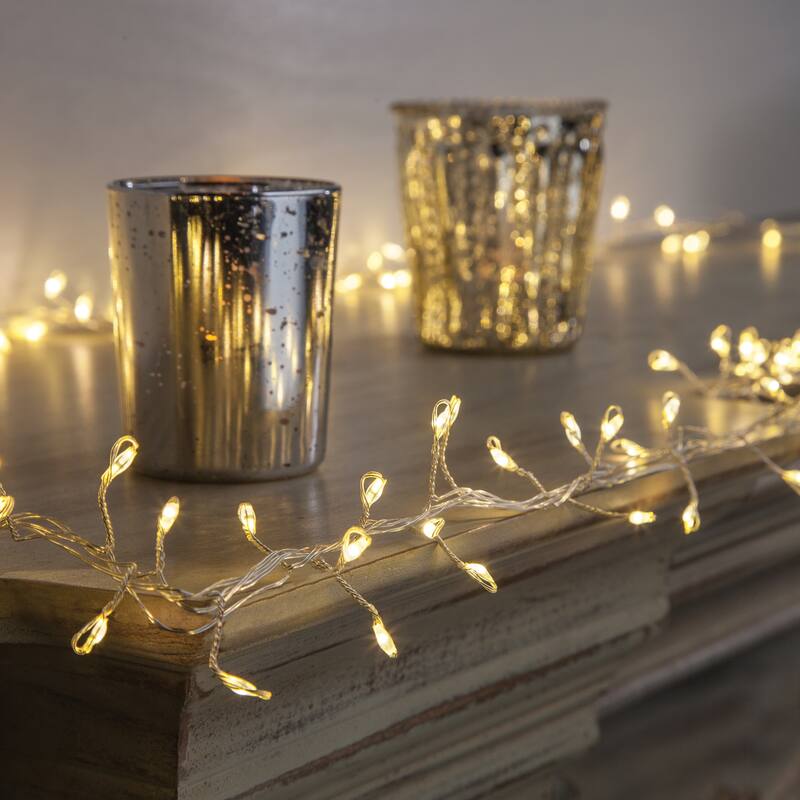 Set of 2 6 ft Firecracker Garland on Silver Wire