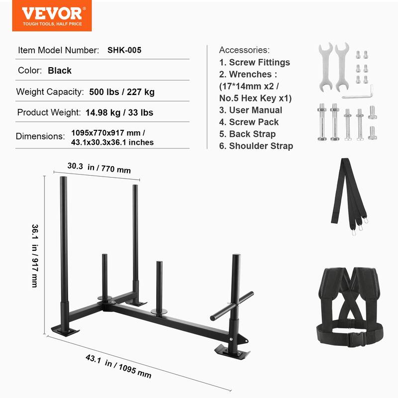 VEVOR Weight Training Pull Push Sled, Fitness Strength Speed Training Sled for Athletic Exercise and Speed Improvement