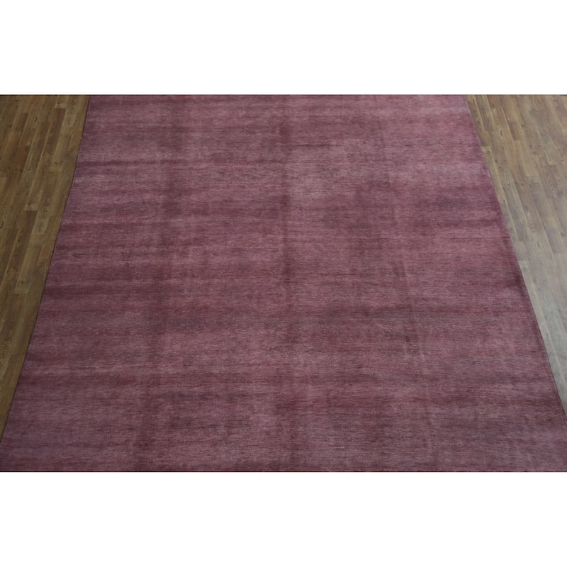 Hand Knotted Oriental 100% Wool Carpet Modern Solid Purples Gabbeh Area Rug - 12' 0'' X 8' 10''