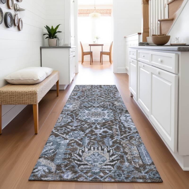 Premium Washable Super Soft Traditional Farmhouse Mayfield Rug - Denim - 2'3" x 7'6"