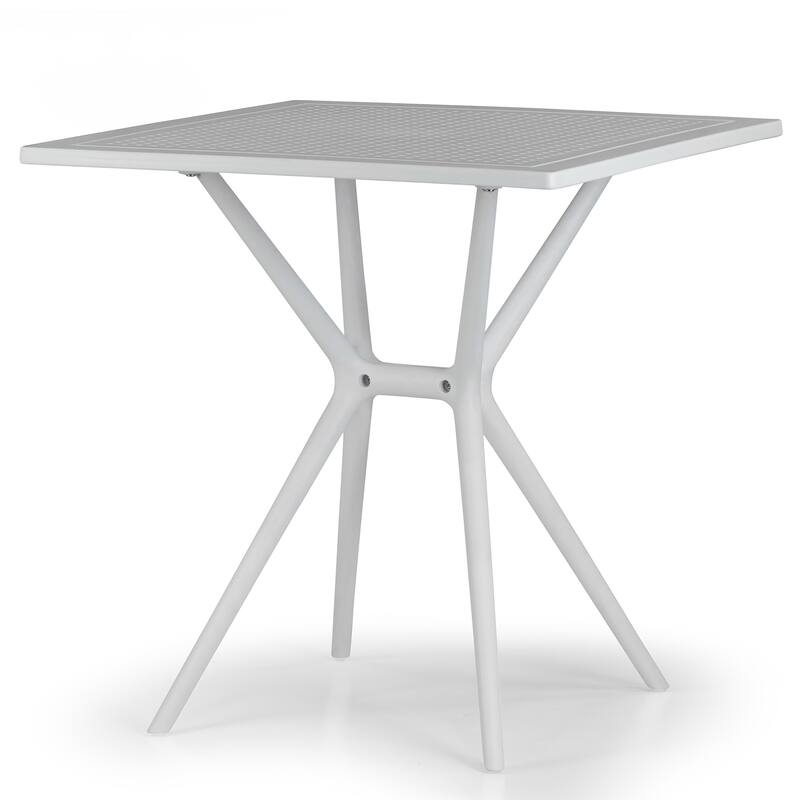 Basma White Plastic Square Dining Table
