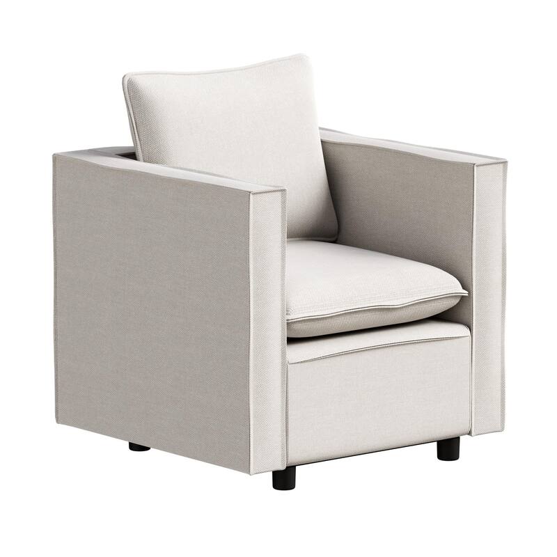 Linen Armchair with Soft Foam Cushion & Modern Frame