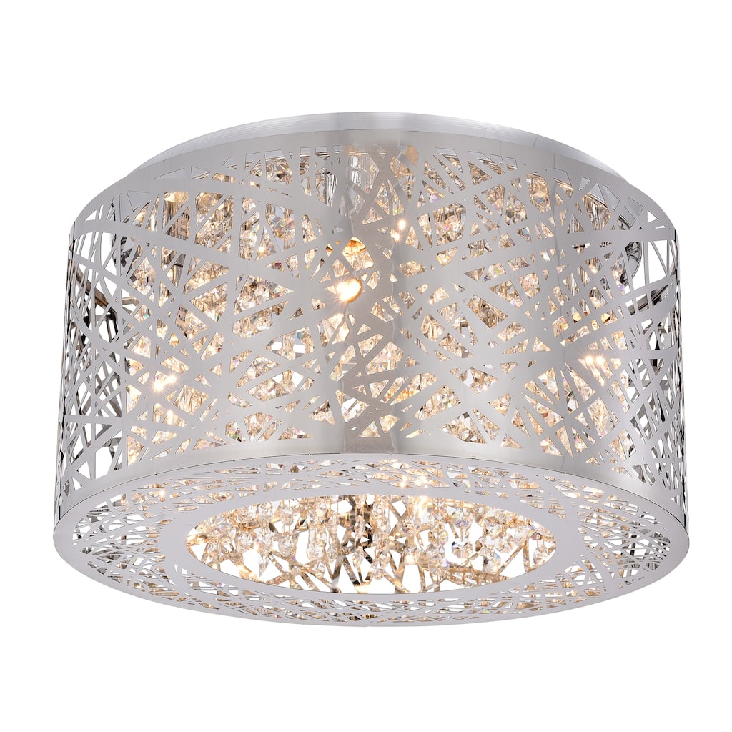 Braydon Chrome 4-Light Metal Drum Flush Mount