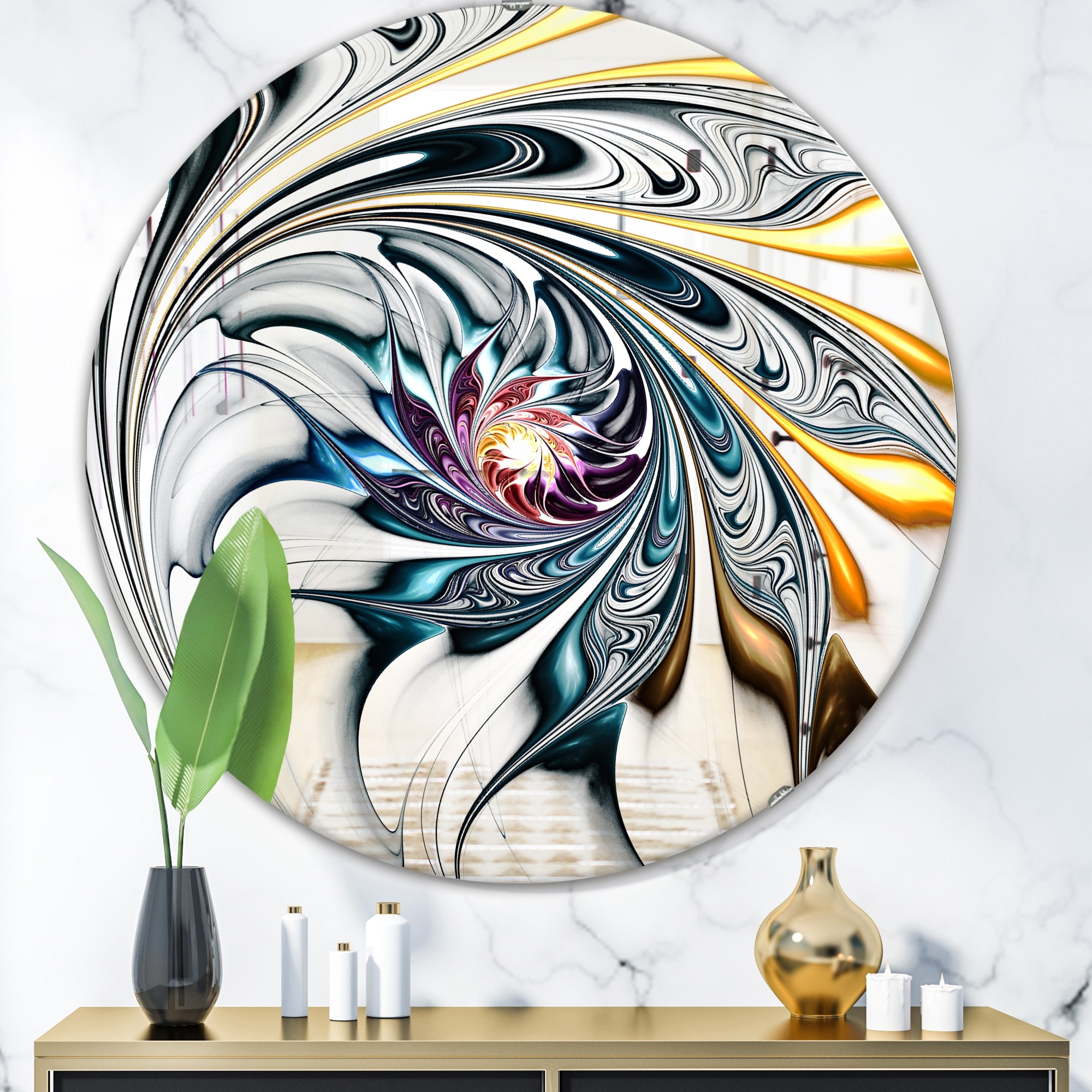 Designart Modern Stained Glass Floral Art Mirror On Sale Overstock 28022076