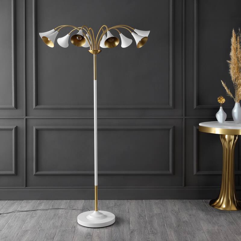 Nora 61" 10-Light Mid-Century Modern Iron Medusa Multi Head LED Floor Lamp, by JONATHAN Y