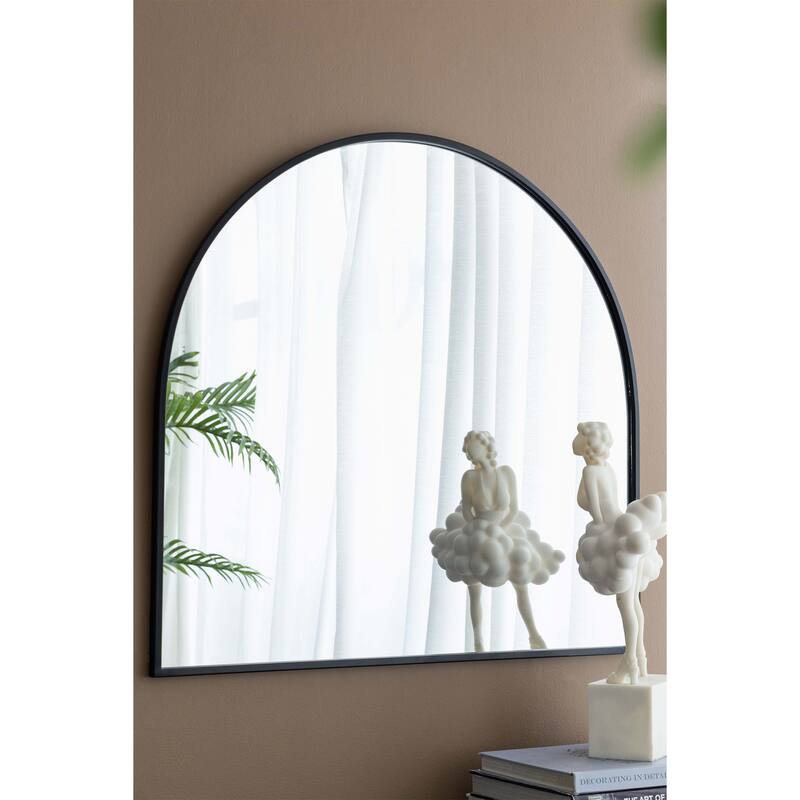 33" x 31" Arched Decorative Accent Mirror with Iron Metal Frame
