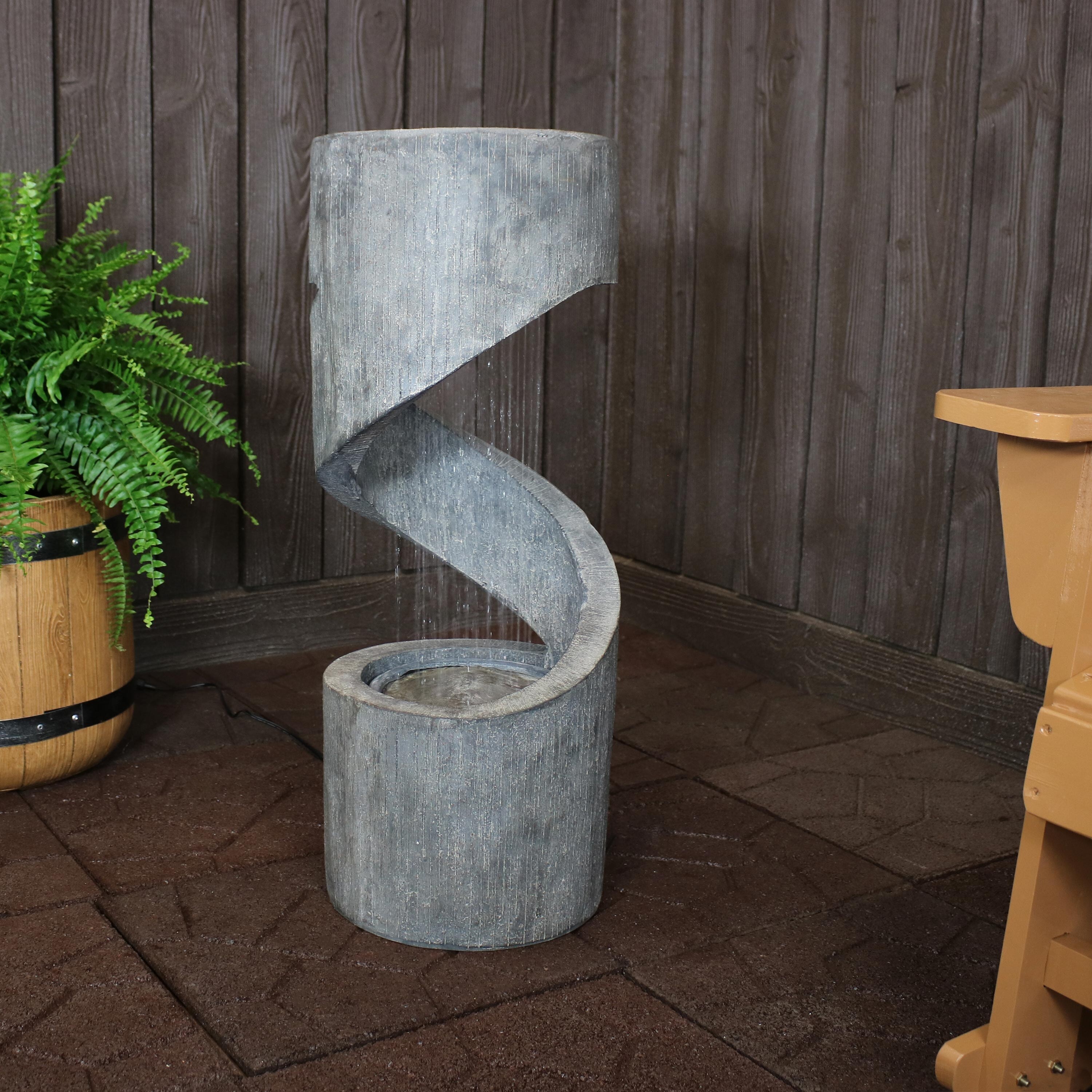 Sunnydaze Showering Spiral Outdoor Water Fountain 31 Water Feature W Led Overstock 25723556