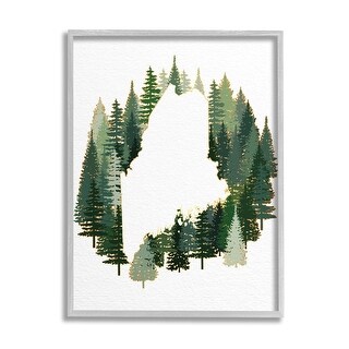 Stupell Maine State Outline Green Forest Pine Trees Framed Wall Art ...