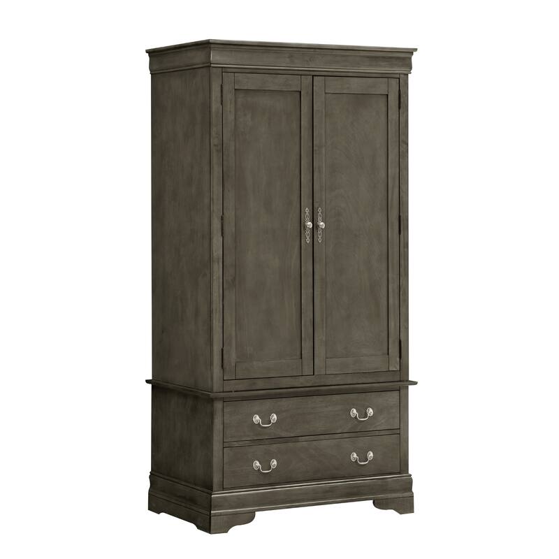 Wooden Armoire with 2-Drawers - 78" - Gray