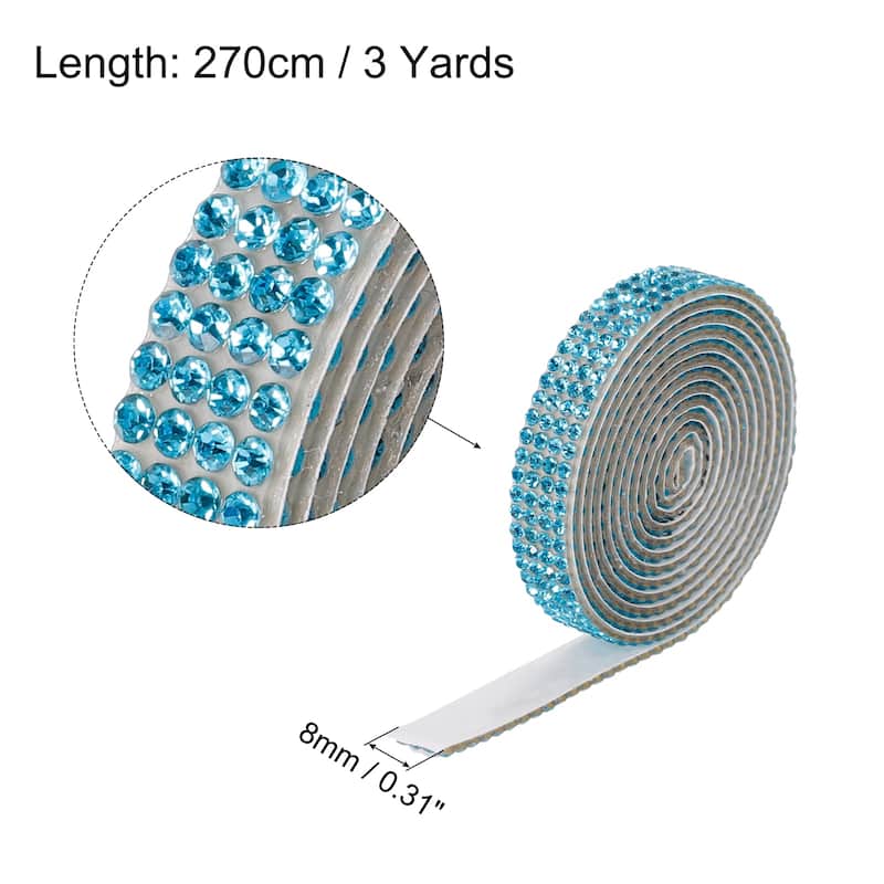 3Roll 3 Yards 8mm Diamond Ribbon White - Light Blue - 8mm
