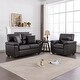 preview thumbnail 37 of 52, Morden Fort Upholstered Living Room Set chair , Loveseat,2 Pieces, Faux Leather Chocolate