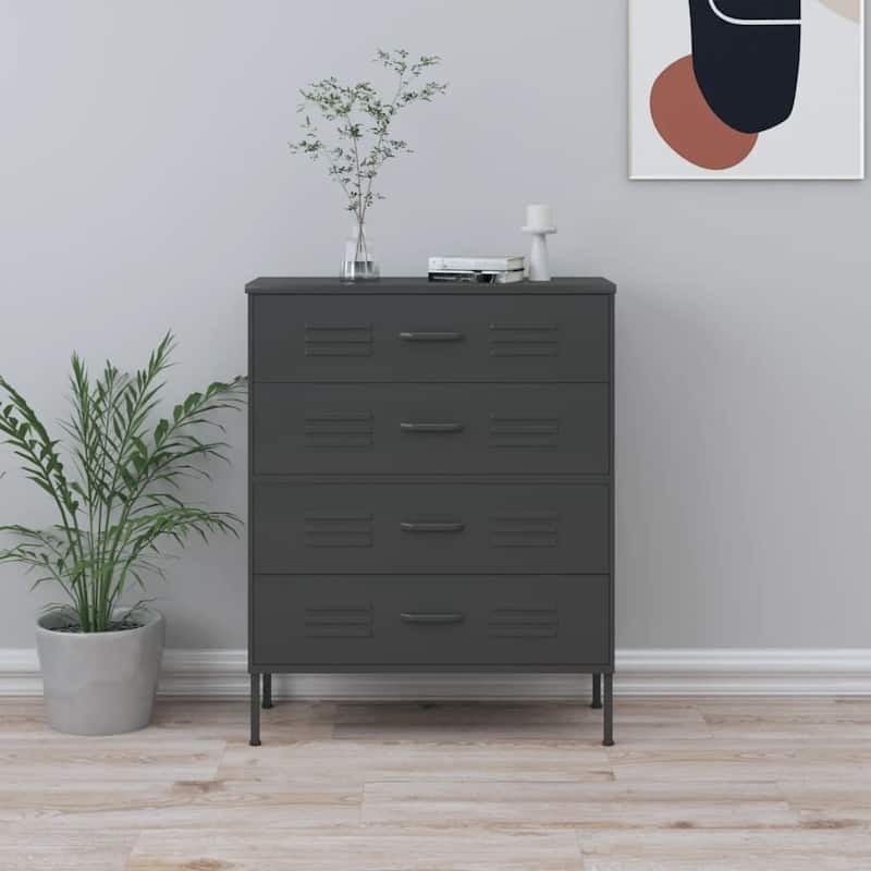 vidaXL Chest of Drawers Dresser for Bedroom Sideboard Storage Cabinet Steel
