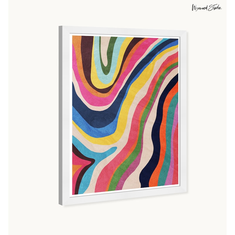 Wynwood Studio Color Flow River Framed Retro Colorful Abstract Prints
