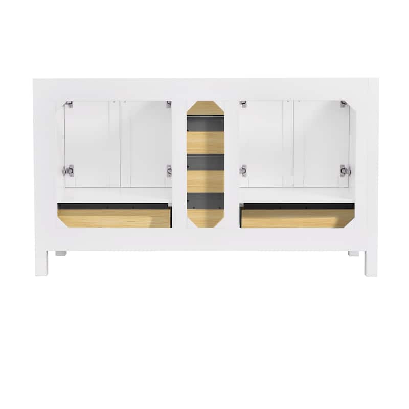 StarrySky 60 inch Undermount Double Sink Bathroom Vanity with Engineered Carrara Marble Top