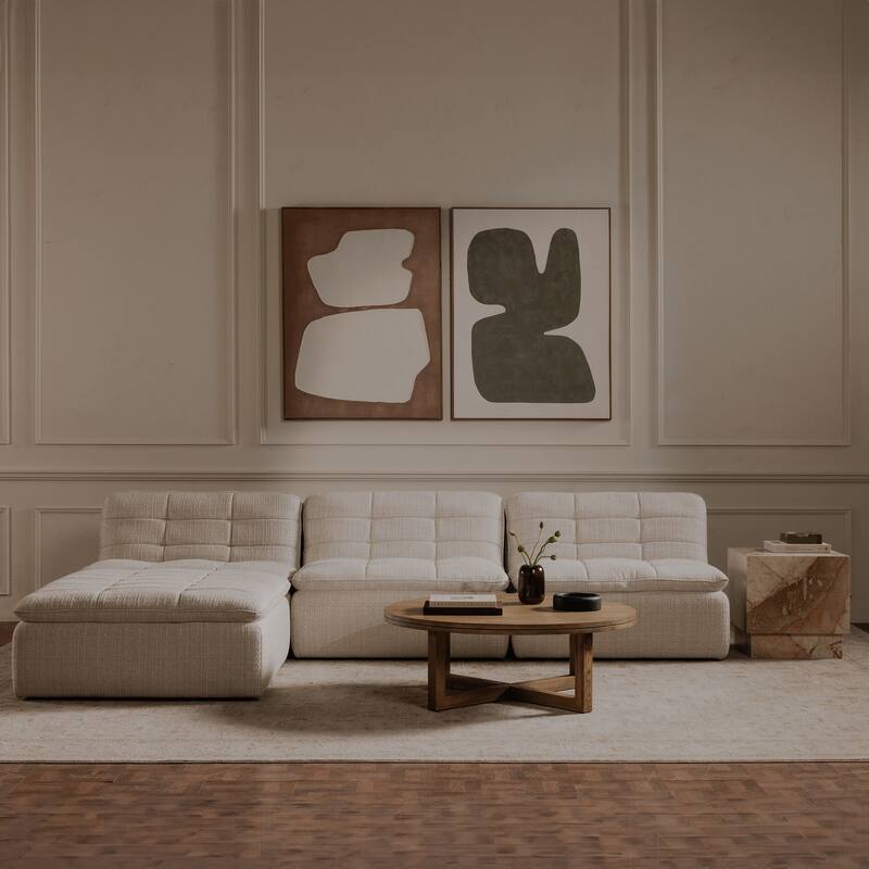 NADAAL STUDIOS Arlisse Coffee Table, Round Top, Solid Oak, Dual‑Layer Top with V‑Groove Iron Crisscross Base, Dark Brown