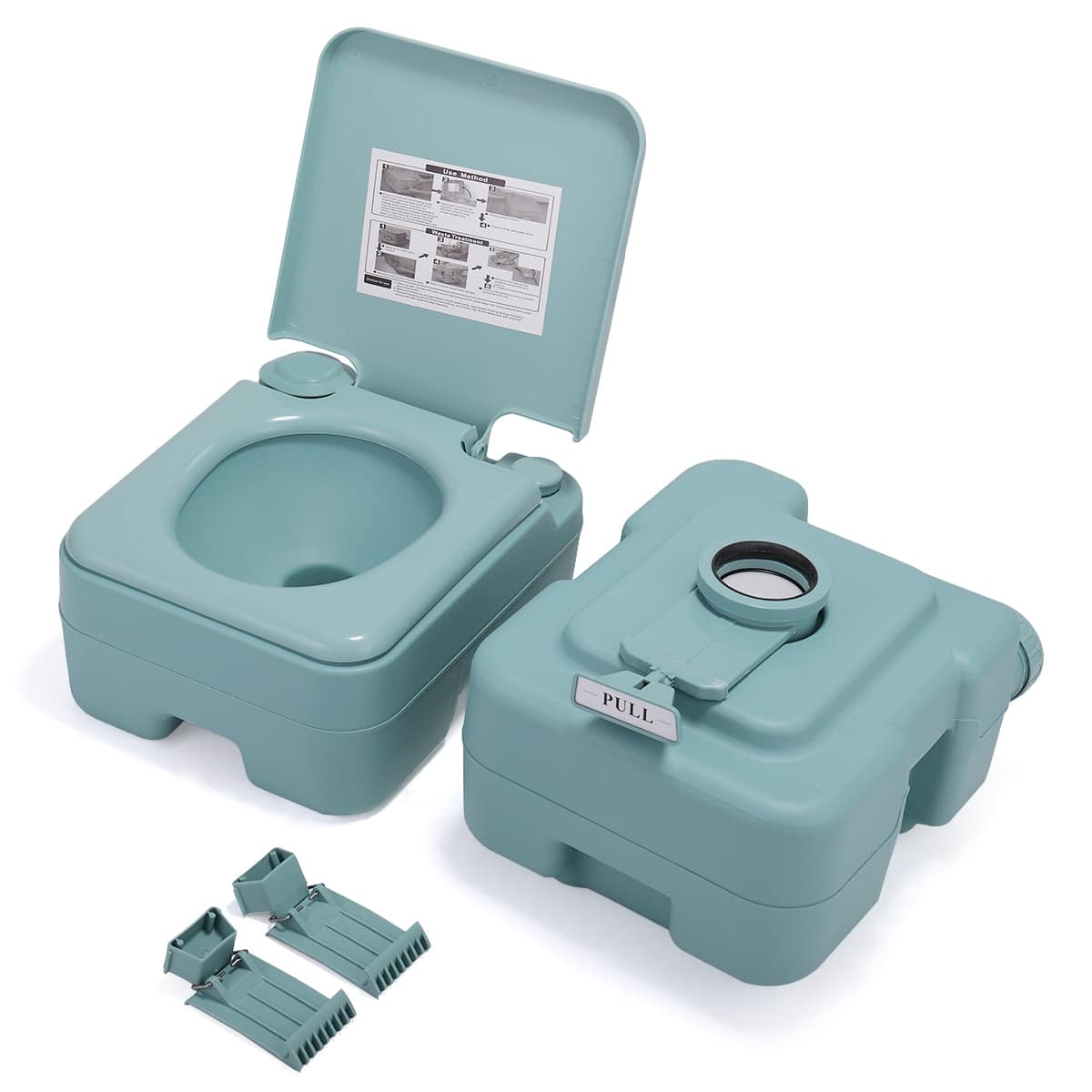 5.3 Gallon 20L Flush Travel Camping Portable Toilet,Green Bed Bath