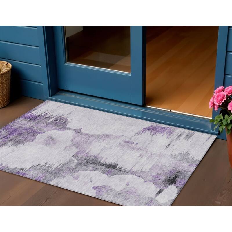 HomeRoots Abstract Transitional Rectangle Outdoor Rug - 3' x 5'