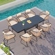 preview thumbnail 32 of 32, 7/9/11PC Outdoor Aluminum Expandable Patio Dining Sets Table with Wicker Chair Beige - 9PC(41.3-82.7in)
